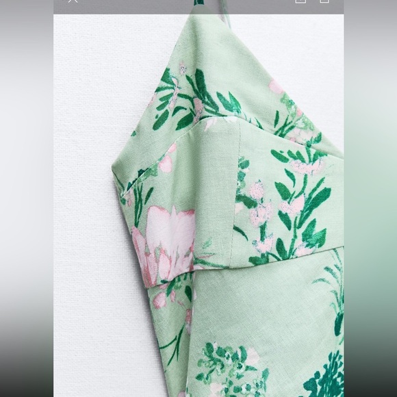 LINEN BLEND FLORAL PRINT MIDI DRESS - Picture 3 of 5